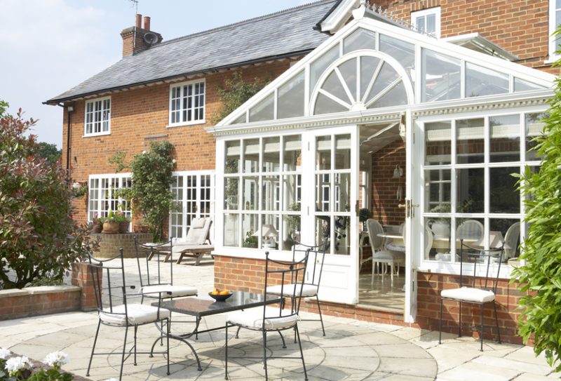 Exterior Of House With Conservatory And Patio Exterior Of House With Conservatory And Patio